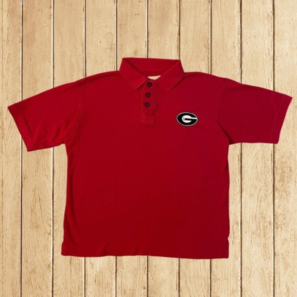 Colony Vintage Georgia Bulldogs Mens Red Polo‎ Shirt Short Sleeve Size Large